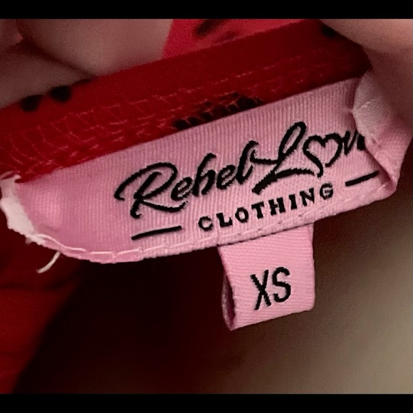 Rebel Love Red Dress with Floral Sheer Overlay - Picture 7 of 8